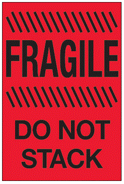 Fragile Do Not Stack Fluorescent Red Labels