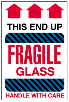 Fragile Glass This End Up Handle With Care Labels